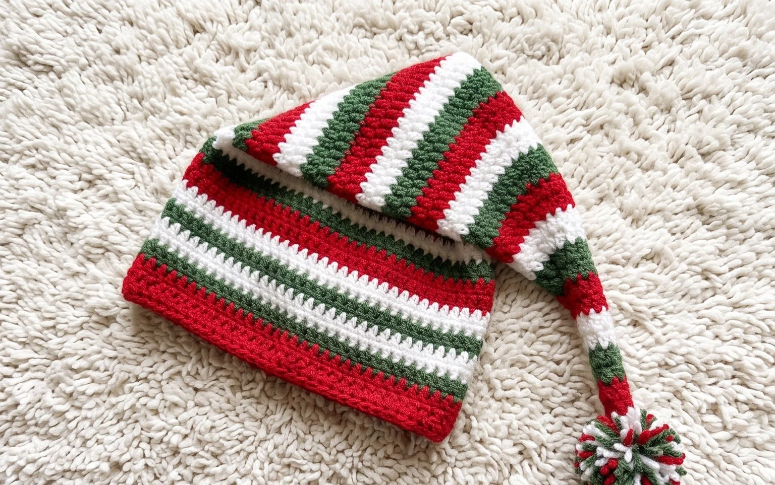 Easy Striped Elf Hat: Free Crochet Pattern in 6 Sizes