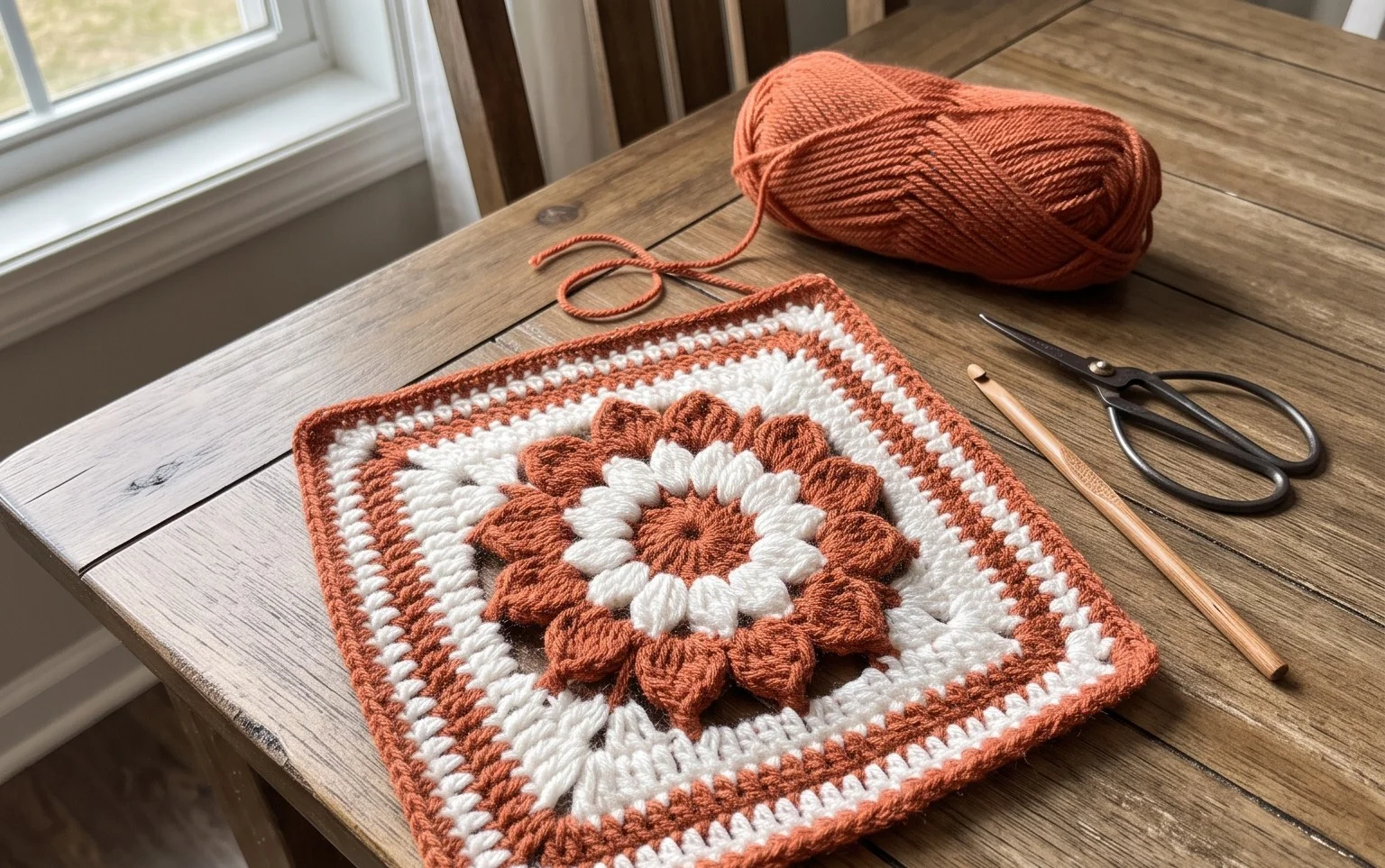 Free Fountain Flower Granny Square Crochet Pattern