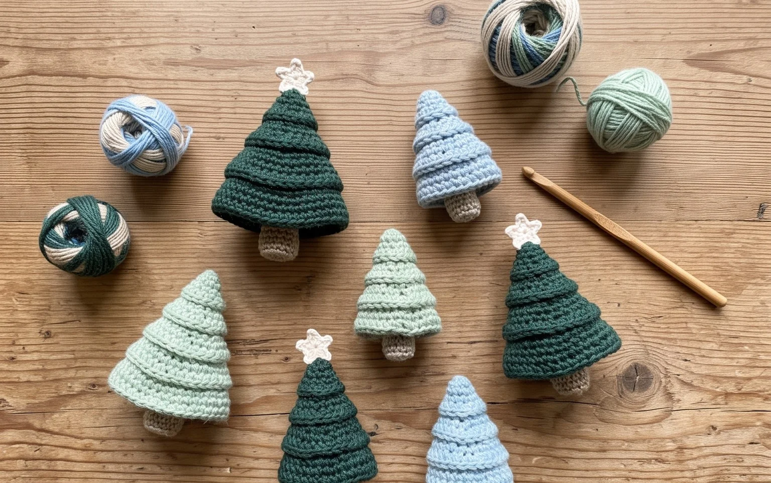 Easy Miniature Christmas Trees: Free Crochet Pattern