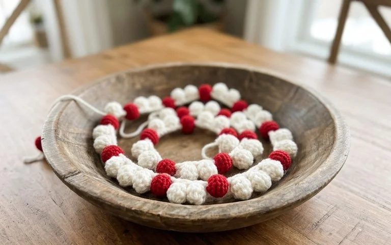 Easy Christmas Popcorn Garland: Free Crochet Pattern