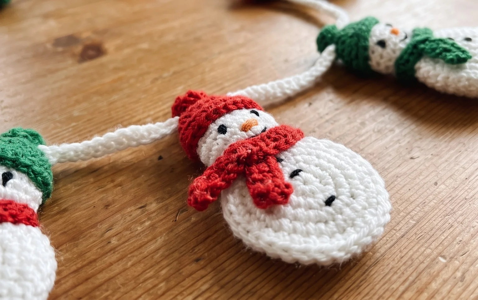 Snowman Garland Free Crochet Pattern