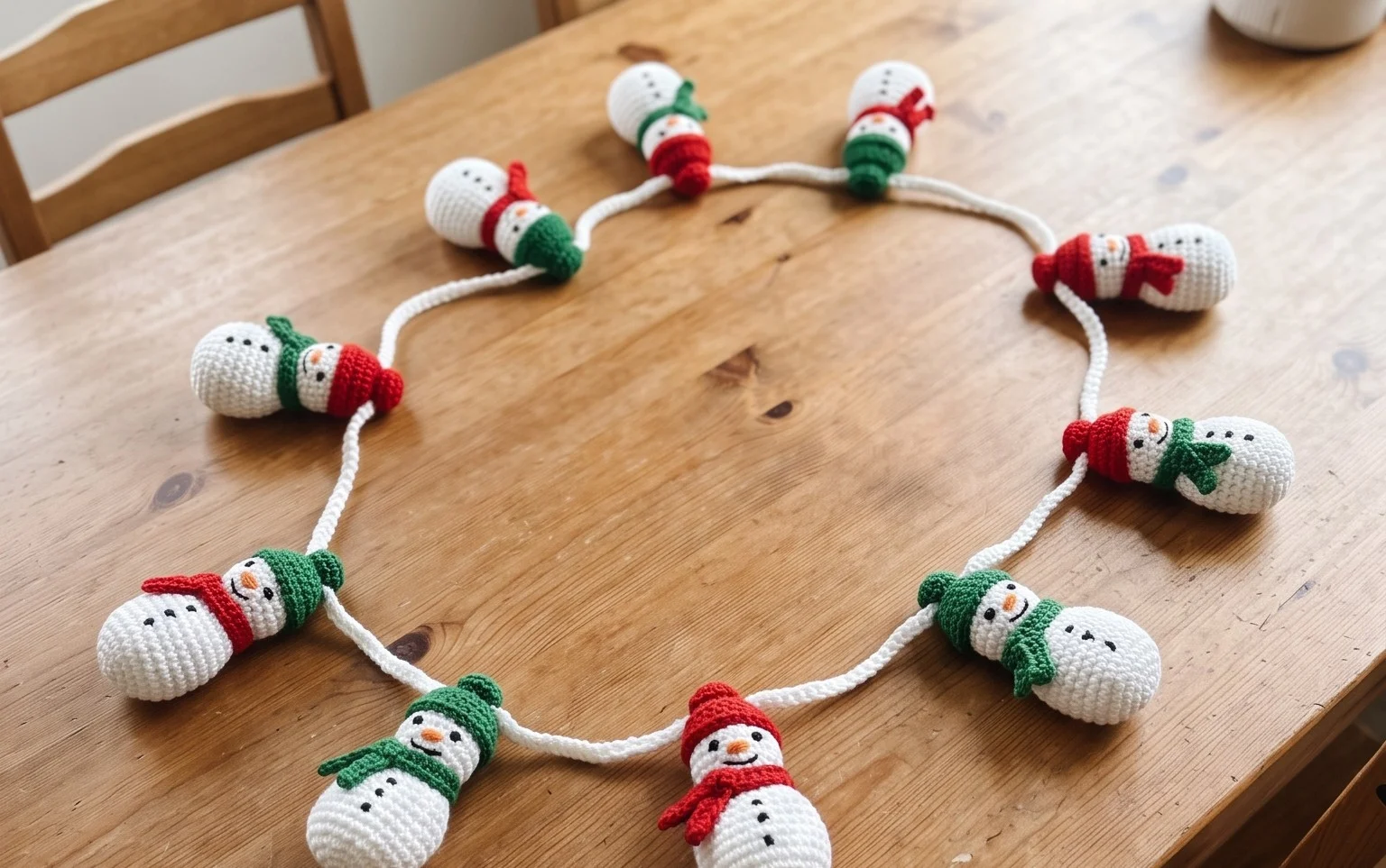 Easy Snowman Garland Free Crochet Pattern: Step-by-Step