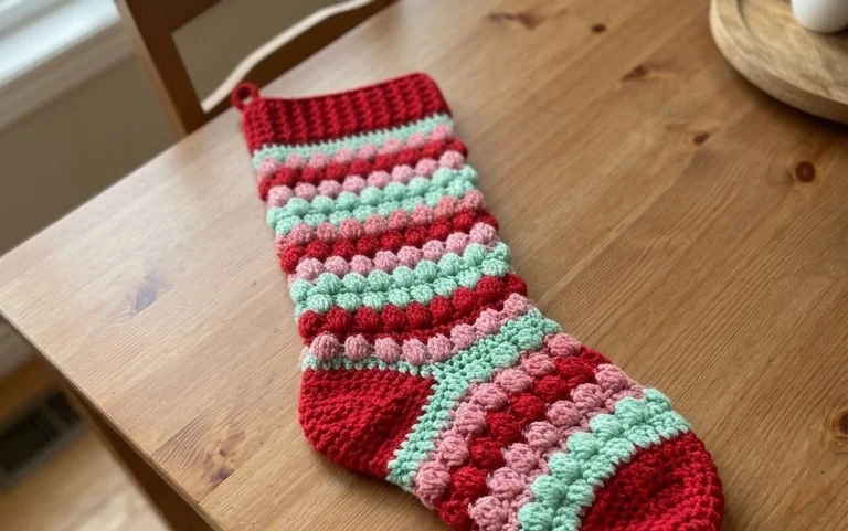 Easy Crochet Puff Stitch Stocking Free Pattern