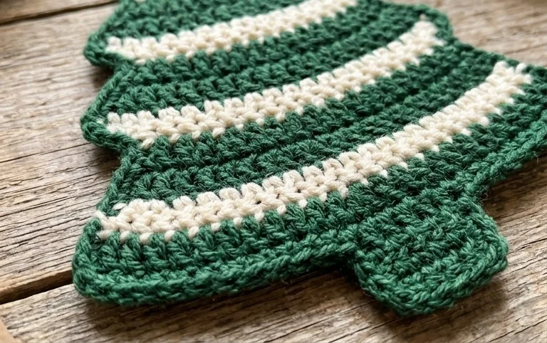 Flat Christmas tree crochet pattern to decorate all the things!