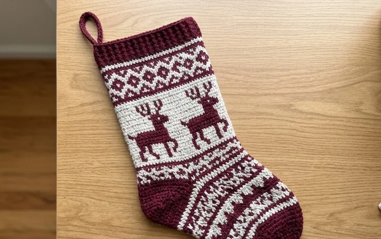 Easy Prancing Deer Crochet Stocking: Free Pattern
